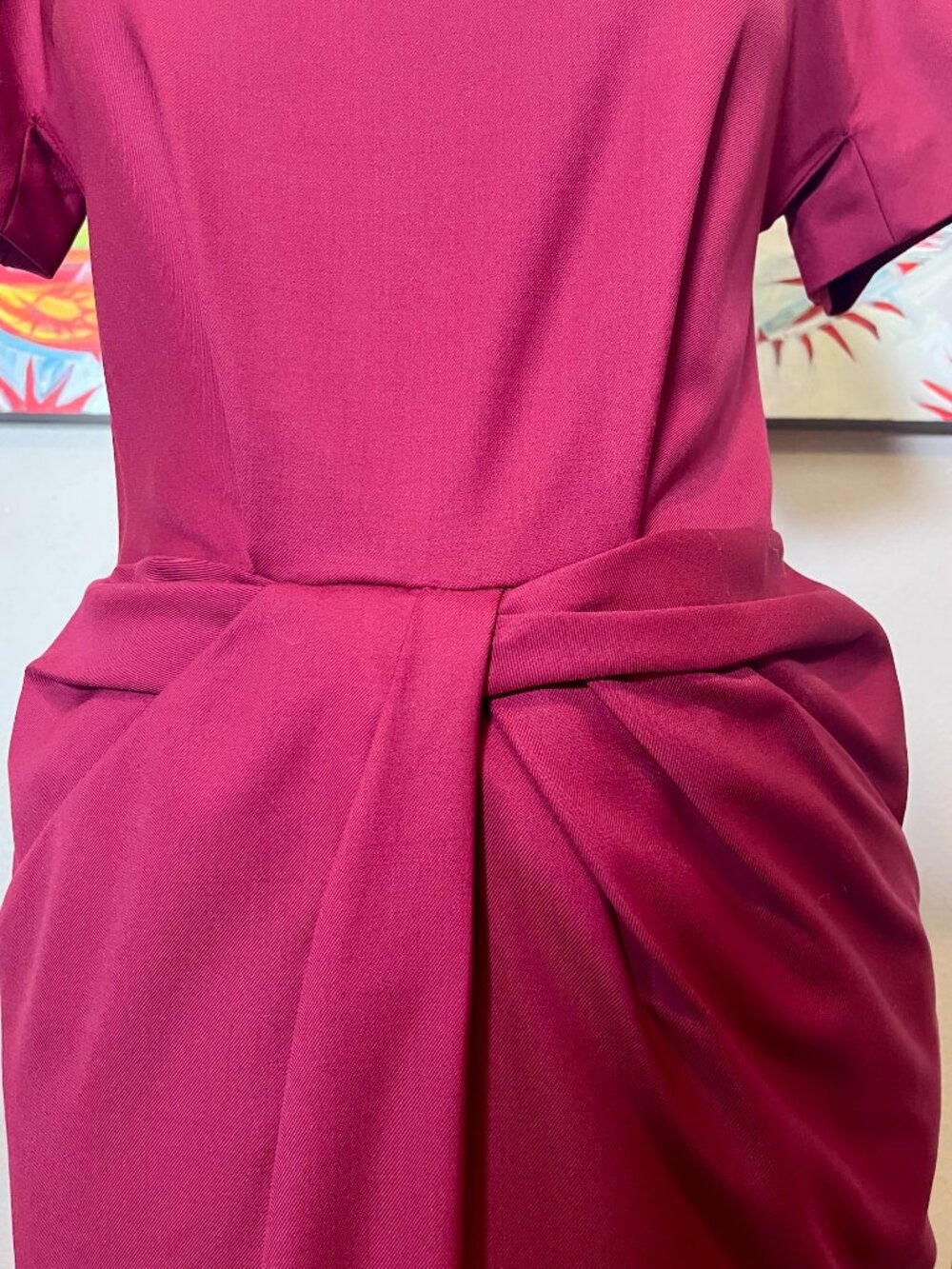 Rachel Roy Wool Runway Collection Berry Draped Wool Sheath Dress - Picture 3 of 15
